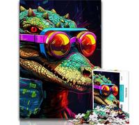 Puzzle psychédélique pour Adultes, 1 000 pièces, Motif Crocodile du Nil, Jeu éducatif, décoration Murale, Cadeaux Uniques pour Anniversaire et Noël (38x26cm)