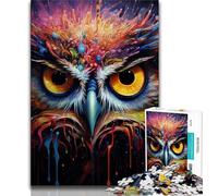 Puzzle psychédélique pour Adultes et Adolescents, Motif Hibou et Oiseau, Jeu de réflexion et de réflexion, idéal pour la décoration intérieure (75x50cm)