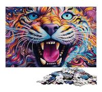 Puzzle psychédélique pour Adultes, Motif Tigre, 1 000 pièces, en Carton, idéal pour Les Adolescents, idéal comme Cadeau de Noël, 26x38cm / 10,23x14,96 Pouces