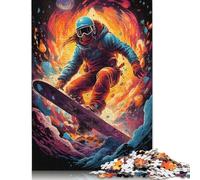 Puzzle Psychédélique pour Aventuriers du Snowboard, Puzzle Rectangulaire en Carton 100% Recyclé, Cadeau de Noël pour Adultes, 1000 pièces (38x26cm)