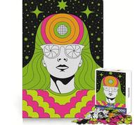 Puzzle psychédélique rétro de 1000 pièces pour Adultes, Difficile et Stimulant, idéal pour Un Jeu de logique et de réflexion Un Cadeau Original et Amusant (38x52cm)