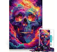 Puzzle psychédélique Spatial de 1000 pièces avec crâne, Jouet cognitif pour Adolescents, Plaisir Lent, Bords de qualité supérieure, Cadeau du Père Noël 50x75cm