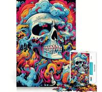 Puzzle psychédélique tête de Mort 1000 pièces pour Adolescents, Jeu de logique et de réflexion, découpe précise, Cadeau Exceptionnel (50x75cm)