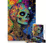 Puzzle psychédélique tête de Mort enchaînée pour Adultes, 1000 pièces, pour renforcer la mémoire, Passe-Temps à la Maison, Bords Nets, Cadeau élégant (38x52cm)