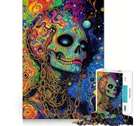 Puzzle psychédélique tête de Mort enchaînée pour Adultes, 1000 pièces, pour renforcer la mémoire, Passe-Temps à la Maison, Bords Nets, Cadeau élégant (38x52cm)