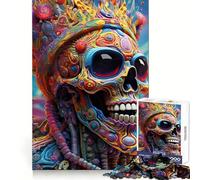 Puzzle psychédélique tête de Mort pour Adolescents, 1000 pièces, Stimulation de la mémoire, Jeu d'intérieur, Cadeau de Noël (38x26cm)