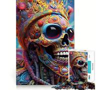 Puzzle psychédélique tête de Mort pour Adolescents, 1000 pièces, Stimulation de la mémoire, Jeu d'intérieur, Cadeau de Noël (38x26cm)