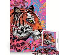 Puzzle psychédélique Tigre 1000 pièces pour Adolescents, développement de la mémoire, Jeu d'intérieur, découpe Fine, Cadeau du Père Noël 38x26cm