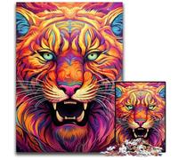 Puzzle psychédélique Tigre 1000 pièces pour Adultes, Puzzle en Carton, Casse-tête Stimulant pour Adolescents, soirée de Jeux en Famille Amusante 26x38cm / 10,23x14,96 Pouces