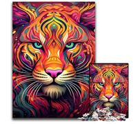 Puzzle psychédélique Tigre 1000 pièces Puzzles impossibles pour Adultes pour Les Anniversaires et Les fêtes 26x38cm / 10,23x14,96 Pouces