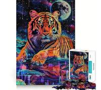 Puzzle psychédélique Tigre dans l'espace pour Adultes, 1000 pièces, Casse-tête cérébral, Plaisir Lent, Assemblage d'image, Cadeau Parfait (38x52cm)