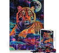 Puzzle psychédélique Tigre dans l'espace pour Adultes, 1000 pièces, Casse-tête cérébral, Plaisir Lent, Assemblage d'image, Cadeau Parfait (38x52cm)