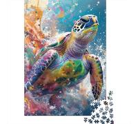 Puzzle psychédélique Tortue colorée de 500 pièces pour Adultes | Grand Puzzle avec pièces en Bois de qualité supérieure et durables, avec Un Design emboîtable précis (500 pièces, 52 x 38 cm)