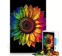 Puzzle psychédélique Tournesol 1000 pièces pour Adolescents Jeu de logique Claire Passe-Temps Calme Découpe Parfaite Cadeau Classique 50x75cm