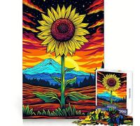 Puzzle psychédélique Tournesol Coucher de Soleil pour Adolescents, 1000 pièces, renforce Les Souvenirs, procure des Moments de Paix, qualité supérieure, Cadeau Classique (50x75cm)