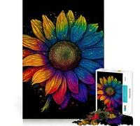 Puzzle psychédélique Tournesol pour Adolescents 1000 pièces Jeu de logique Amusant en intérieur Bords précis Pièce de Collection Artistique 38x52cm