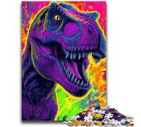 Puzzle psychédélique Tyrannosaurus Rex 1000 pièces pour Adolescents, Cadeaux, Aide Le Cerveau à exercer, Jouets addictifs pour cultiver la Patience, Convient aux Couples (38x26cm)