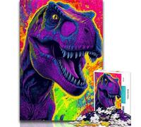 Puzzle psychédélique Tyrannosaurus Rex 1000 pièces pour Adultes et Adolescents, Jouets éducatifs et éducatifs, Jeux familiaux avec Affiche et fiche de Questions-réponses Assorties 75x50cm