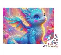 Puzzle Ptérosaure Bleu Mythique Mignon 1000 Pièces Carton Épais et Robuste Encadrable Décoration de Voyage pour Adultes,Famille,Adolescents,Débutants 38x26cm/1000 pièces