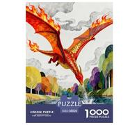 Puzzle Ptérosaure Flamboyant 1000 Pièces pour Adultes Et Enfants, Défi Ludique Et Familial, Puzzle Dragon Lac en Lisière de Bois, Home Decor, Cadeau Adulte 38x26cm/1000pcs