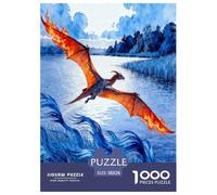 Puzzle Ptérosaure Flamboyant 1000 Pièces pour Adultes Et Enfants, Défi Ludique Et Familial, Puzzle Lac d'herbe Bleue du Dragon, Décoration Intérieure, Cadeau Anniversaire 38x26cm/1000pcs