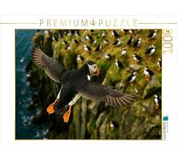 Puzzle · Puffin en vol sur Une Falaise | 1000 pièces · Format assemblé 64 × 48 cm · CALVENDO Puzzle