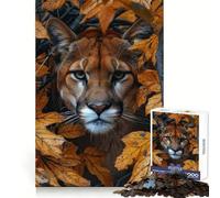 Puzzle Puma Derrière des Feuilles Tombées pour Adultes, 1000 Pièces, Jeu de Réflexion, Détente et Image à Assembler, Cadeau de Noël (50x75cm)