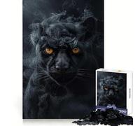 Puzzle Puma en Noir fumé de 1000 pièces pour Adolescents Puzzle de mémoire, lumière relaxante, Image à Assembler Cadeau Exquis (38x26cm)