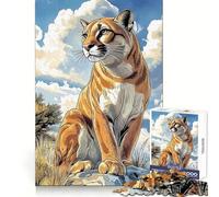 Puzzle Puma et Cougar Illustration pour Adultes 1000 pièces Rappel Amélioration Temps paisible Découpe serrée Liste de souhaits du Père Noël (50x75cm)
