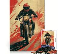 Puzzle Punk Art Bike Rider 1000 pièces pour Adolescents, Jeu de logique et d'habileté, découpe précise, Cadeau de Noël (50x75cm)