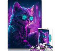 Puzzle Punk pour Adolescents 1 000 pièces Motif Chaton Humain pour Adultes et Adolescents Jouets éducatifs et éducatifs Jeux familiaux pour renforcer l'amour Entre Couples (38x26cm)