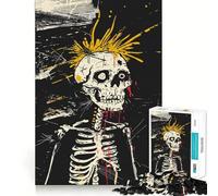 Puzzle Punk Squelette tête de Mort, 1000 pièces, Difficile à Assembler, pour Adultes, idéal pour se détendre et développer sa mémoire (38x26cm) Cadeau Artistique