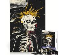 Puzzle Punk Squelette tête de Mort, 1000 pièces, Difficile à Assembler, pour Adultes, idéal pour se détendre et développer sa mémoire (38x26cm) Cadeau Artistique
