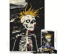 Puzzle Punk Squelette tête de Mort, 1000 pièces, Jeu Intelligent pour Adultes, à Assembler soi-même, Cadeau Festif (50x75cm)