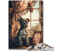 Puzzle Puppy by The Window pour Adultes et Adolescents, 1 000 pièces, Staycation Kill Time, Chaque pièce est Unique - Jeu Familial Stimulant et Amusant, 50x75cm