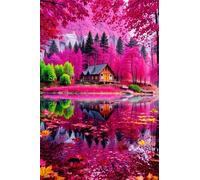 Puzzle Purple Grove Lodge Lake pour Adultes,60 pièces,40x28 cm Bricolage Artistique Puzzles, Jeu éducatif Challenge Toy Puzzle pour Décoration de la Maison