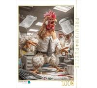 Puzzle · Puzzle Animalier avec Coq au Bureau - Le Coq en colère Kolle | devient fou quand la tablette explose encore une fois · 1000 pièces · Format assemblé 64 × 48 cm · CALVENDO Puzzle
