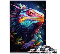 Puzzle Puzzle Caméléon Fantastique psychédélique coloré 1000 pièces Puzzle en Bois Jeux éducatifs Puzzle de décoration de la Maison.（50x75cm）