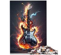Puzzle Puzzle Guitare feu Puzzles 1000 pièces Puzzle en Bois Apprentissage Jouets éducatifs Jeux de Famille Cadeaux d'anniversaire de Noël (50x75 cm)