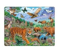 Larsen FH39 Puzzle Le Tigre de l’Amour 36 pièces - Découverte de la Nature & Créativité - Plateau et Cadre pour Assemblage Facile - Enfants & Famille