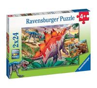 PUZZLE Puzzles 2x24 p - Mammouths et dinosaures