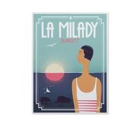 Puzzle Puzzles pour Adultes 1000 Pièces,Affiche de Voyage Vintage de Biarritz, Fille de la côte, Coucher de Soleil,Jouet Éducatif Loisirs Bricolage Jeu Cadeau Puzzle(38x26cm)-BM53