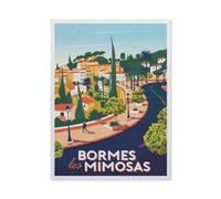 Puzzle Puzzles pour Adultes 1000 Pièces，Affiche de Voyage Vintage en France Bormes Les Mimosas，Jouet Éducatif Loisirs Bricolage Jeu Cadeau Puzzle（50x70cm）-BO93