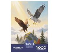Puzzle Pygargues 1000 Pièces en Carton pour Adultes Jeu D’activité Intérieure Puzzle Deux Pygargues Montagne Cadeau Enfant Home Decor 70x50cm/1000pcs