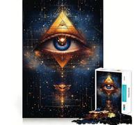 Puzzle Pyramide Œil omniscient 1000 pièces,Jeu cognitif Amusant,Structure à emboîter précise,activité de renforcement des Liens familiaux (38x52cm)