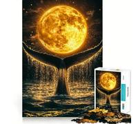 Puzzle Queue de Baleine et Pleine Lune pour Adolescents 1000 Pièces Jeu Stimulant l'esprit Assemblage Solide et Sécurisé Activité de Renforcement des Liens Sociaux (38x52cm)