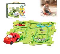 Puzzle Racer Kids Car Track Set, PuzzlesTrack Play Set with Vehicles, Toys for 3 4 5 6 Year Old Boys, Educational (Forest Series,5 pcs)