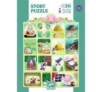 Puzzle raconté Djeco Les Trois Petits Cochons 35 pièces puzzle histoire multivignettes Jaune