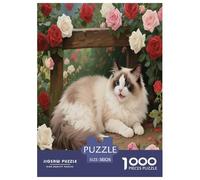 Puzzle Ragdoll Chat 1000 Pièces pour Adultes Et Enfants, Jeu Ludique Et Instructif, Casse-tête Roseraie, DéCoration, Cadeau Anniversaire 38x26cm/1000pcs