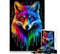 Puzzle Rainbow Fox Pop Art Fox Co pour Adolescents, 1000 pièces, Jeu de réflexion Relaxant, découpe soignée, Cadeau Exquis (38x26cm)